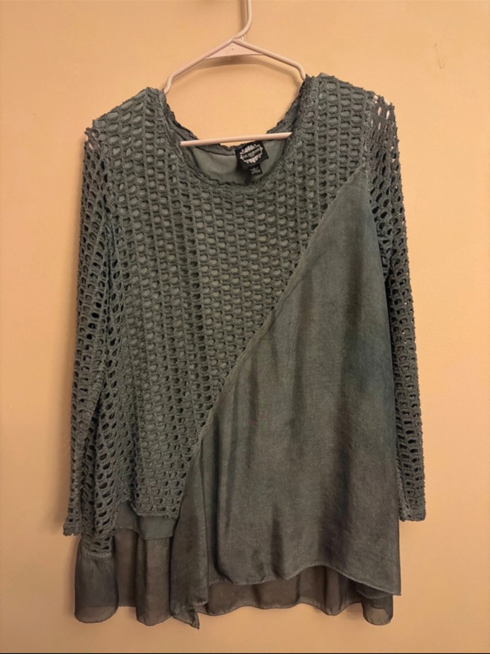 Le Marais Boho Layered Knit Tunic in Dusty Blue